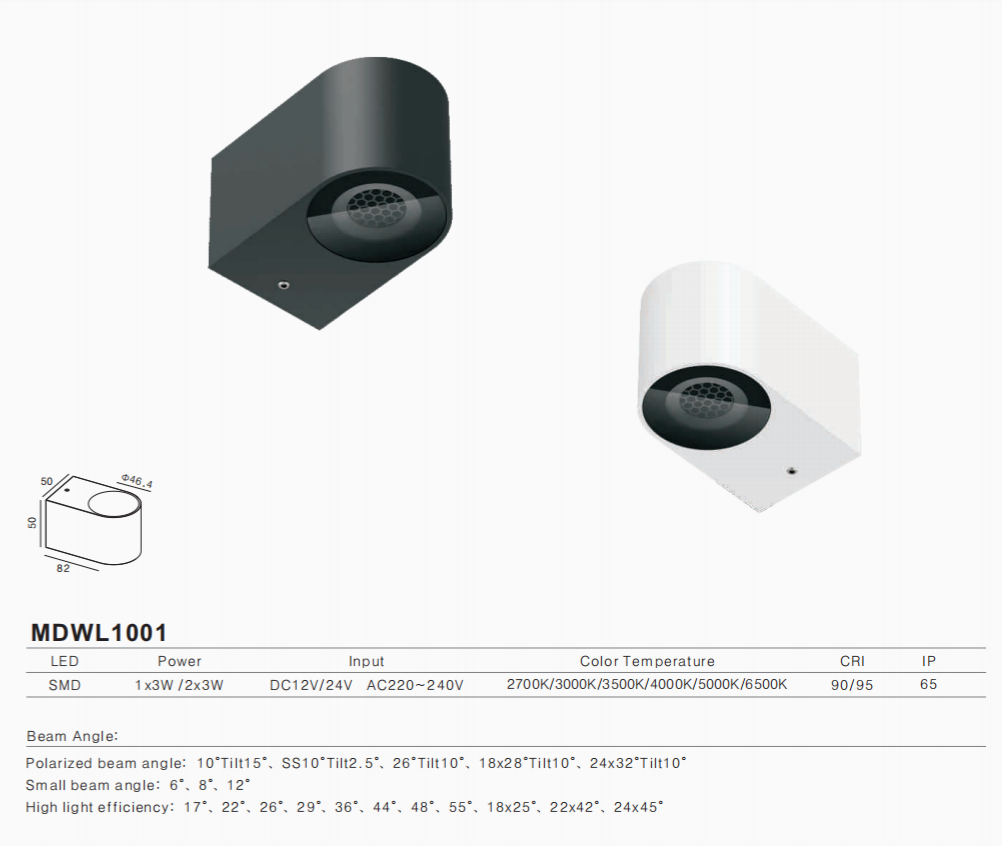 IP65 Wall mounted light  2700K/3000K/3500K/4000K/5000K/6500K CRI90/95