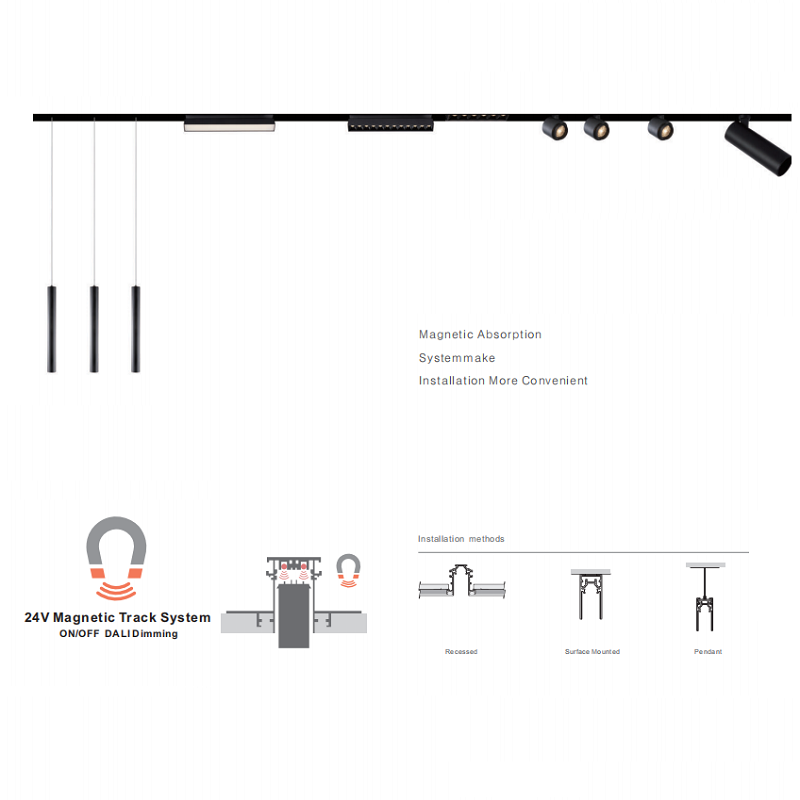 24V Magnetic  Track linear light System